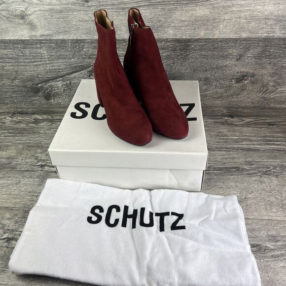 Schutz Asya Suede Boots Red Brown Womens 7B New In Box Designer - Picture 4 of 13